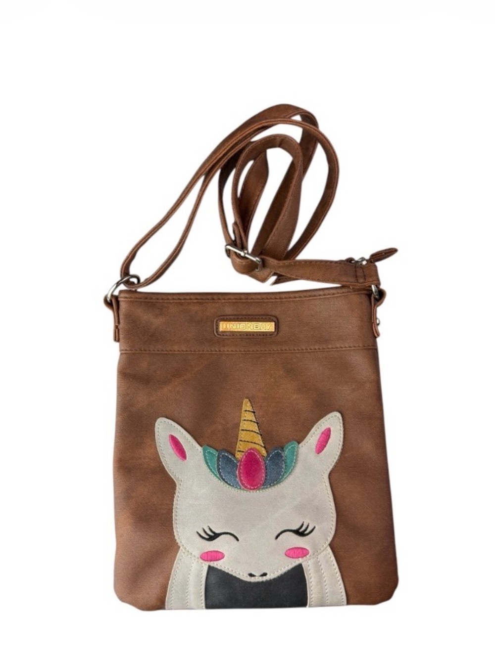 UNIONBAY Brown Crossbody Bag with Unicorn Applique